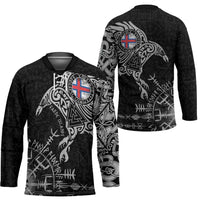 Faroe Islands Viking Ravens Hockey Jersey Vegvisir Runes Pattern - Wonder Print Shop