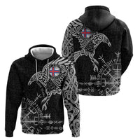 Faroe Islands Viking Ravens Hoodie Vegvisir Runes Pattern - Wonder Print Shop