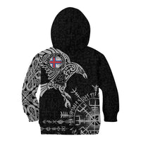Faroe Islands Viking Ravens Kid Hoodie Vegvisir Runes Pattern - Wonder Print Shop