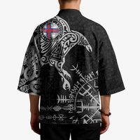 Faroe Islands Viking Ravens Kimono Vegvisir Runes Pattern - Wonder Print Shop