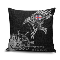 Faroe Islands Viking Ravens Pillow Cover Vegvisir Runes Pattern - Wonder Print Shop