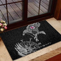 Faroe Islands Viking Ravens Rubber Doormat Vegvisir Runes Pattern - Wonder Print Shop