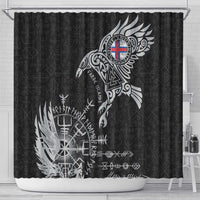 Faroe Islands Viking Ravens Shower Curtain Vegvisir Runes Pattern - Wonder Print Shop