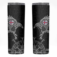 Faroe Islands Viking Ravens Skinny Tumbler Vegvisir Runes Pattern - Wonder Print Shop