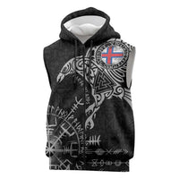 Faroe Islands Viking Ravens Sleeveless Zip Hoodie Vegvisir Runes Pattern - Wonder Print Shop