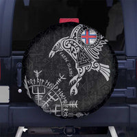 Faroe Islands Viking Ravens Spare Tire Cover Vegvisir Runes Pattern - Wonder Print Shop