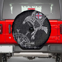Faroe Islands Viking Ravens Spare Tire Cover Vegvisir Runes Pattern - Wonder Print Shop