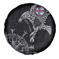 Faroe Islands Viking Ravens Spare Tire Cover Vegvisir Runes Pattern - Wonder Print Shop