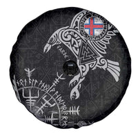 Faroe Islands Viking Ravens Spare Tire Cover Vegvisir Runes Pattern - Wonder Print Shop