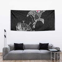 Faroe Islands Viking Ravens Tapestry Vegvisir Runes Pattern - Wonder Print Shop