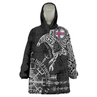 Faroe Islands Viking Ravens Wearable Blanket Hoodie Vegvisir Runes Pattern - Wonder Print Shop