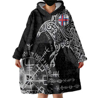 Faroe Islands Viking Ravens Wearable Blanket Hoodie Vegvisir Runes Pattern - Wonder Print Shop