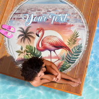 Personalized Bonaire Caribbean Flamingo Beach Blanket Pink Salt Flats - Wonder Print Shop