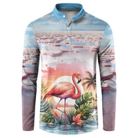 Personalized Bonaire Caribbean Flamingo Button Sweatshirt Pink Salt Flats - Wonder Print Shop