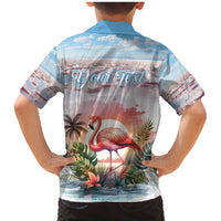 Personalized Bonaire Caribbean Flamingo Family Matching Mermaid Dress and Hawaiian Shirt Pink Salt Flats - Wonder Print Shop