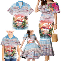 Personalized Bonaire Caribbean Flamingo Family Matching Mermaid Dress and Hawaiian Shirt Pink Salt Flats - Wonder Print Shop