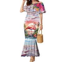 Personalized Bonaire Caribbean Flamingo Family Matching Mermaid Dress and Hawaiian Shirt Pink Salt Flats - Wonder Print Shop