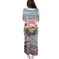 Personalized Bonaire Caribbean Flamingo Family Matching Puletasi and Hawaiian Shirt Pink Salt Flats - Wonder Print Shop