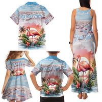 Personalized Bonaire Caribbean Flamingo Family Matching Tank Maxi Dress and Hawaiian Shirt Pink Salt Flats - Wonder Print Shop