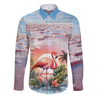 Personalized Bonaire Caribbean Flamingo Family Matching Tank Maxi Dress and Hawaiian Shirt Pink Salt Flats - Wonder Print Shop