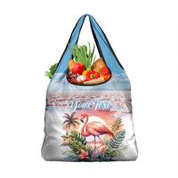 Personalized Bonaire Caribbean Flamingo Grocery Bag Pink Salt Flats
