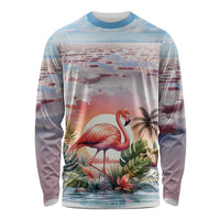 Personalized Bonaire Caribbean Flamingo Long Sleeve Shirt Pink Salt Flats - Wonder Print Shop