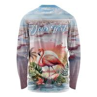 Personalized Bonaire Caribbean Flamingo Long Sleeve Shirt Pink Salt Flats - Wonder Print Shop