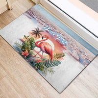 Personalized Bonaire Caribbean Flamingo Rubber Doormat Pink Salt Flats - Wonder Print Shop