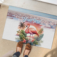 Personalized Bonaire Caribbean Flamingo Rubber Doormat Pink Salt Flats - Wonder Print Shop