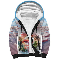 Personalized Bonaire Caribbean Flamingo Sherpa Hoodie Pink Salt Flats - Wonder Print Shop
