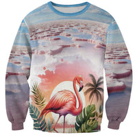 Personalized Bonaire Caribbean Flamingo Sweatshirt Pink Salt Flats - Wonder Print Shop