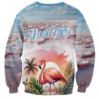 Personalized Bonaire Caribbean Flamingo Sweatshirt Pink Salt Flats - Wonder Print Shop
