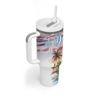 Personalized Bonaire Caribbean Flamingo Tumbler With Handle Pink Salt Flats - Wonder Print Shop