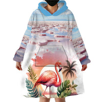 Personalized Bonaire Caribbean Flamingo Wearable Blanket Hoodie Pink Salt Flats - Wonder Print Shop