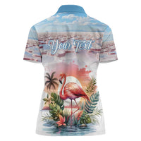 Personalized Bonaire Caribbean Flamingo Women Polo Shirt Pink Salt Flats - Wonder Print Shop