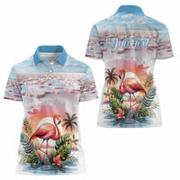 Personalized Bonaire Caribbean Flamingo Women Polo Shirt Pink Salt Flats - Wonder Print Shop