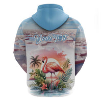 Personalized Bonaire Caribbean Flamingo Zip Hoodie Pink Salt Flats - Wonder Print Shop
