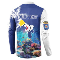 Personalized Bonaire Underwater Tropical Corals Reef Button Sweatshirt With Colorful Sea Fish - Wonder Print Shop