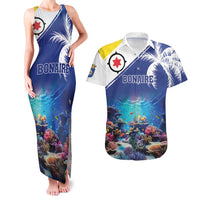 Personalized Bonaire Underwater Tropical Corals Reef Couples Matching Tank Maxi Dress and Hawaiian Shirt With Colorful Sea Fish - Wonder Print Shop