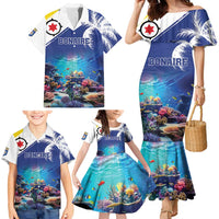 Personalized Bonaire Underwater Tropical Corals Reef Family Matching Mermaid Dress and Hawaiian Shirt With Colorful Sea Fish - Wonder Print Shop