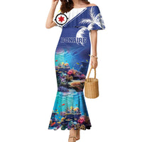 Personalized Bonaire Underwater Tropical Corals Reef Family Matching Mermaid Dress and Hawaiian Shirt With Colorful Sea Fish - Wonder Print Shop