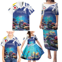 Personalized Bonaire Underwater Tropical Corals Reef Family Matching Puletasi and Hawaiian Shirt With Colorful Sea Fish - Wonder Print Shop