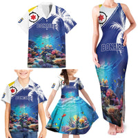 Personalized Bonaire Underwater Tropical Corals Reef Family Matching Tank Maxi Dress and Hawaiian Shirt With Colorful Sea Fish - Wonder Print Shop