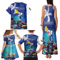 Personalized Bonaire Underwater Tropical Corals Reef Family Matching Tank Maxi Dress and Hawaiian Shirt With Colorful Sea Fish - Wonder Print Shop