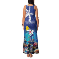 Personalized Bonaire Underwater Tropical Corals Reef Family Matching Tank Maxi Dress and Hawaiian Shirt With Colorful Sea Fish - Wonder Print Shop