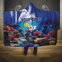 Personalized Bonaire Underwater Tropical Corals Reef Hooded Blanket With Colorful Sea Fish