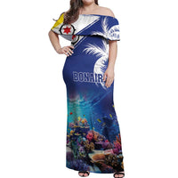 Personalized Bonaire Underwater Tropical Corals Reef Off Shoulder Maxi Dress With Colorful Sea Fish - Wonder Print Shop