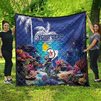 Personalized Bonaire Underwater Tropical Corals Reef Quilt With Colorful Sea Fish - Wonder Print Shop