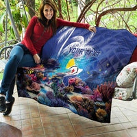 Personalized Bonaire Underwater Tropical Corals Reef Quilt With Colorful Sea Fish - Wonder Print Shop