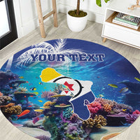 Personalized Bonaire Underwater Tropical Corals Reef Round Carpet With Colorful Sea Fish